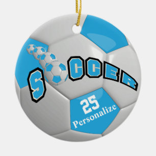 Décoration En Céramique Balle de football - Bleu bébé Personnaliser