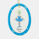 Décoration En Céramique Ballerina Bleu Snowflakes Personnalisé Noël (Dos)