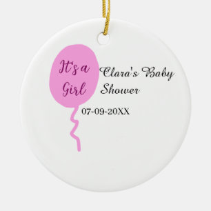 Décoration En Céramique Ballon rose c'est une fille baby shower ajouter no
