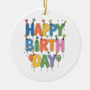 Décoration En Céramique Ballons Joyeux Anniversaire