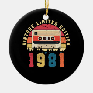 Décoration En Céramique Bande-cassette d'anniversaire vintage de 1981