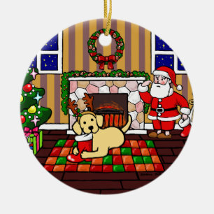 Décoration En Céramique Bande dessinée jaune personnalisée de Noël de