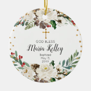 Décoration En Céramique Baptême de filles personnalisées de Holly Winter