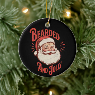 Décoration En Céramique Barbu et Jovial Barbe de Noël Drôle Rétro