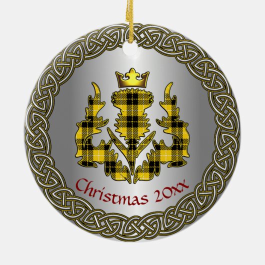 Décoration En Céramique Barclay Clan Badge/Tartan Thistle Personalized (Dos)