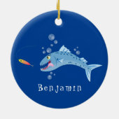Décoration En Céramique Barracuda poisson affamé de la pêche dessin animé (Dos)