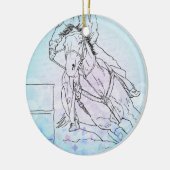 Décoration En Céramique Barrel Racer (bleu/fleurs/lettre) (Gauche)