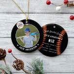 Décoration En Céramique Base-ball de Personalized<br><div class="desc">Commémorez une saison fantastique pour votre joueur de baseball préféré avec ce décor personnalisé cool dans une couleur noire et orange. Personnalisez le front avec la photo, le nom et l'année du joueur, et ajoutez plus de détails à l'arrière, y compris le nom de l'équipe ou de la ligue, la...</div>