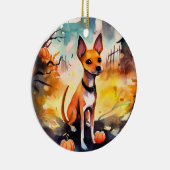 Décoration En Céramique Basenji D'Halloween Avec Peur Citrouille (Droite)