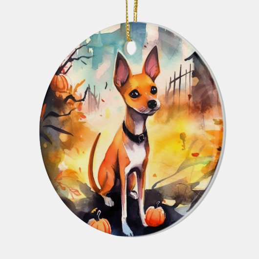 Décoration En Céramique Basenji D'Halloween Avec Peur Citrouille (Gauche)