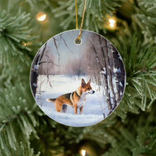 Décoration En Céramique Basenji Laisser neiger Noël