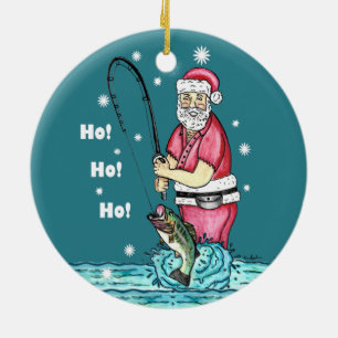 Décoration En Céramique Bass Fishing Santa Claus Christmas