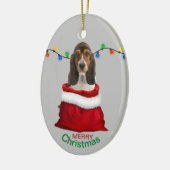 Décoration En Céramique Basset Hound Chiot en sac cadeau Noël (Gauche)