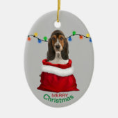 Décoration En Céramique Basset Hound Chiot en sac cadeau Noël (Devant)