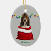 Décoration En Céramique Basset Hound Chiot en sac cadeau Noël (Dos)