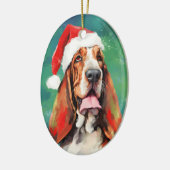 Décoration En Céramique Basset Hound Peinture de Noël (Gauche)