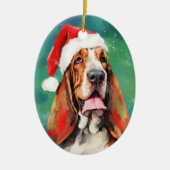 Décoration En Céramique Basset Hound Peinture de Noël (Devant)