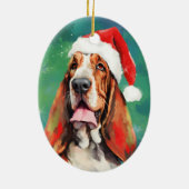 Décoration En Céramique Basset Hound Peinture de Noël (Dos)