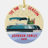 Décoration En Céramique Bateau de Noël personnalisé Père Noël (Devant)