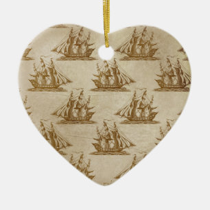 Décoration En Céramique Bateau Pirate Couleur Beige Style Ancien Nautical