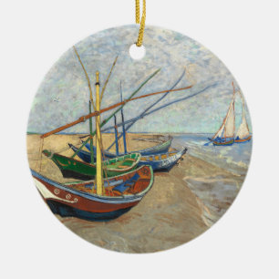 Décoration En Céramique Bateaux de pêche sur la plage par Vincent Van Gogh