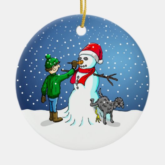 Décoration En Céramique Bâtiment Snowman (Devant)