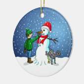 Décoration En Céramique Bâtiment Snowman (Gauche)