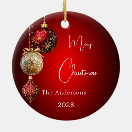 Décoration En Céramique Baubes d'or rouge Noël (Dos)