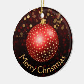 Décoration En Céramique Baubles de Noël rouge et or & Bokeh (Gauche)