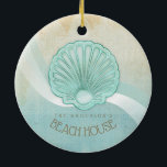Décoration En Céramique Beach House Clam Shell Aqua Blue ID623<br><div class="desc">Cette décoration en céramique aux couleurs douces de la mer et du sable vous permet d'ajouter facilement votre nom et votre texte en utilisant le modèle fourni. L'image simple de la coque de palourde sur un arrière - plan d'aquarelle en détresse est mise en évidence par un accent de vague...</div>