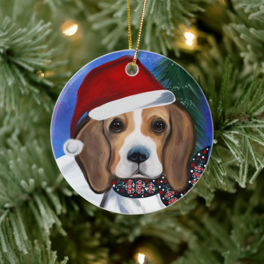 Décoration En Céramique Beagle     (Arbre)