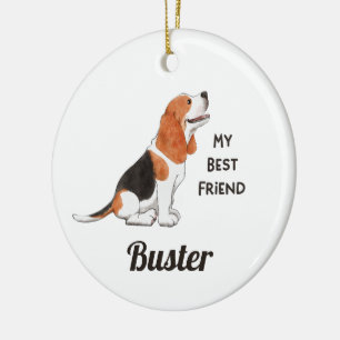 Décoration En Céramique Beagle Chien Mon meilleur ami Nom personnalisé
