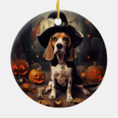 Décoration En Céramique Beagle Citrouille Halloween effroi (Dos)