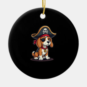 Décoration En Céramique Beagle Costume de pirate Jolly roger Drapeau Croix