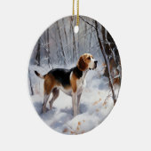 Décoration En Céramique Beagle Laisser Neige Noël (Droite)