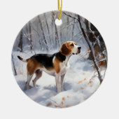 Décoration En Céramique Beagle Laisser Neige Noël (Devant)