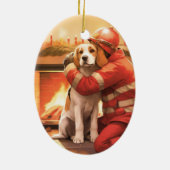 Décoration En Céramique Beagle Noël, cadeau pour l'amoureux des pompiers d (Dos)