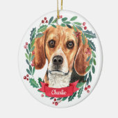 Décoration En Céramique Beagle Noël Elégant Aquarelle Chien (Gauche)