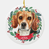 Décoration En Céramique Beagle Noël Elégant Aquarelle Chien (Dos)