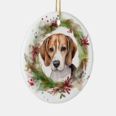Décoration En Céramique Beagle Noël Wreath Festive Pup (Droite)