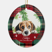 Décoration En Céramique Beagle Personnalisé Premier Noël (Gauche)