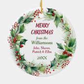 Décoration En Céramique Beagle Santa Hat Holly Wreath Noël (Dos)