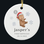 Décoration En Céramique Bear Balloon Santa Hat<br><div class="desc">Un ours doux portant un chapeau de Père Noël et tenant un ballon gris avec un petit "1" dedans, parfait comme un premier souvenir d'anniversaire ! Vous pouvez remplacer le numéro 1 de la bulle par n'importe quel numéro, modifier tout le texte ou supprimer le numéro si vous le souhaitez....</div>