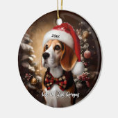 Décoration En Céramique Beau Beagle avec Santa Hat (Gauche)