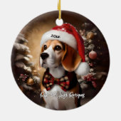 Décoration En Céramique Beau Beagle avec Santa Hat (Dos)