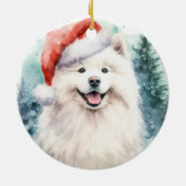 Décoration En Céramique Beau Blanc Samoyed Aquarelle Noël (Dos)
