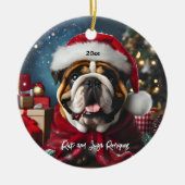 Décoration En Céramique Beau Bulldog avec Santa Hat (Devant)