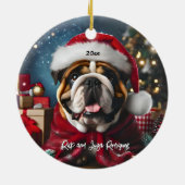 Décoration En Céramique Beau Bulldog avec Santa Hat (Dos)