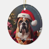 Décoration En Céramique Beau Bulldog avec Santa Hat (Gauche)