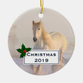 Décoration En Céramique Beau Cheval Blanc Galloping dans la neige (Devant)